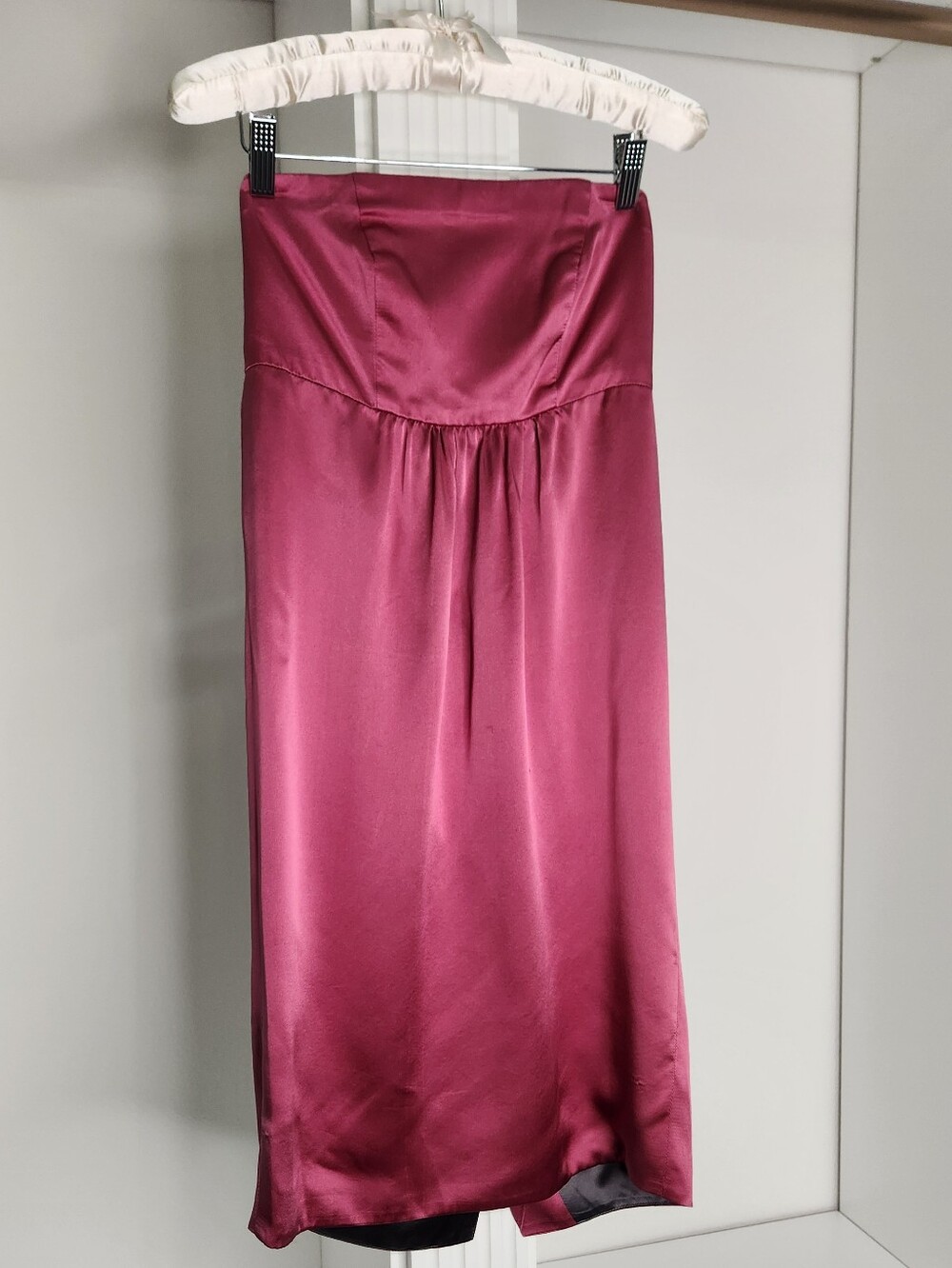 Cindy Lee Strapless 100% Silk Mauve Colored Midi Dress